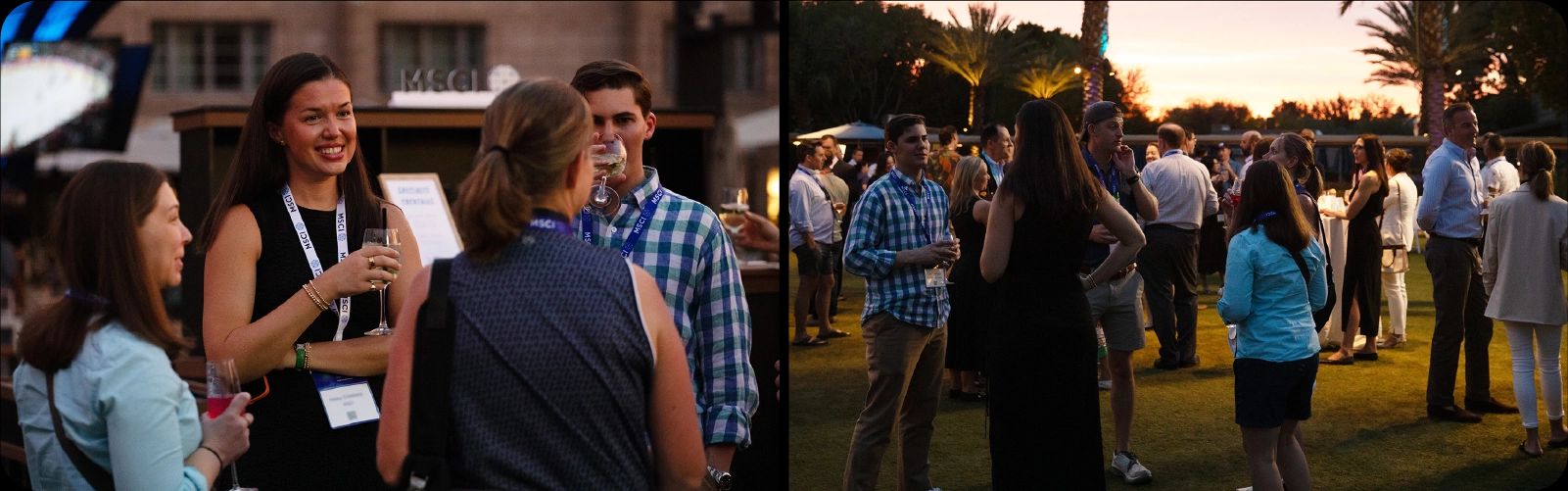 Attendees network outdoors at MSCI Private Assets Summit 2026.