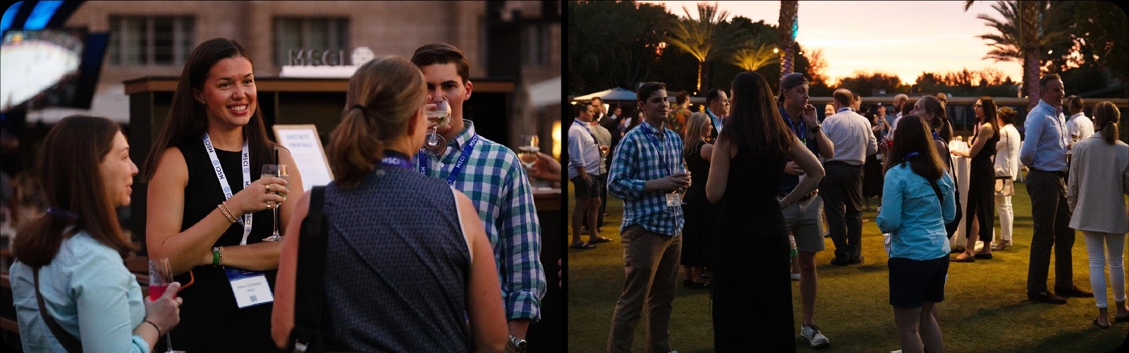 Attendees network outdoors at MSCI Private Assets Summit 2026.