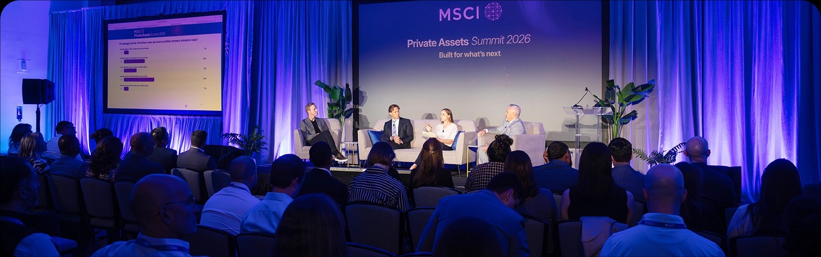 Luke Flemmer speaks at a podium during MSCI Private Assets Summit 2026.
