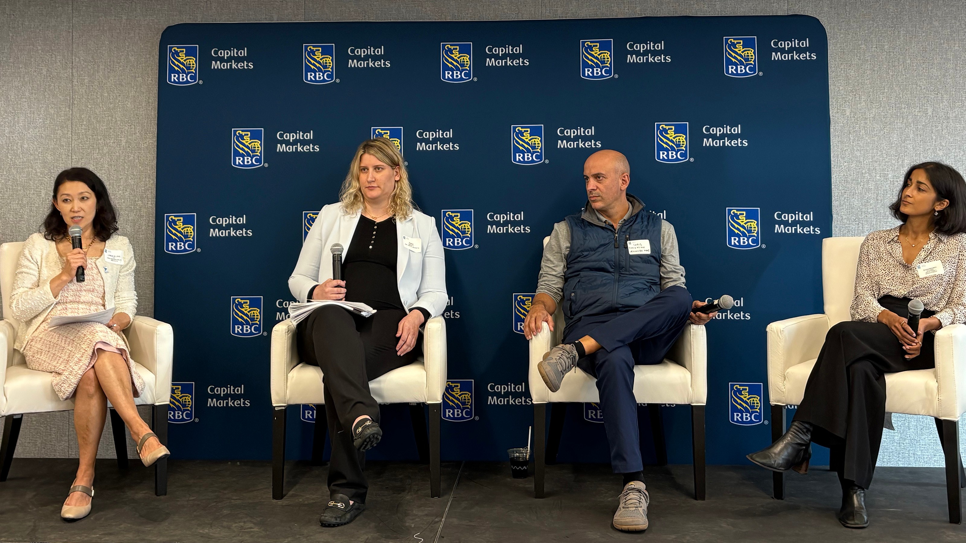 Linda-Eling Lee of the MSCI Sustainability Institute moderates a Climate Week NYC 2025 panel with Sara Mahaffy of RBC Capital Markets, Chris Goolgasian of Wellington Management, and Shahbano Soomro of Impax Asset Management.