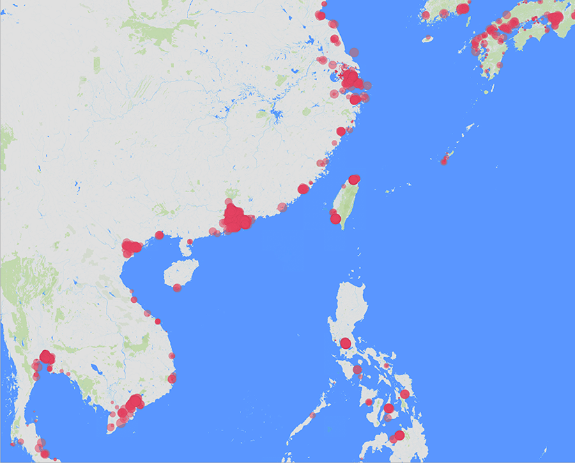 Relative asset-damage risk to Asian company facilities