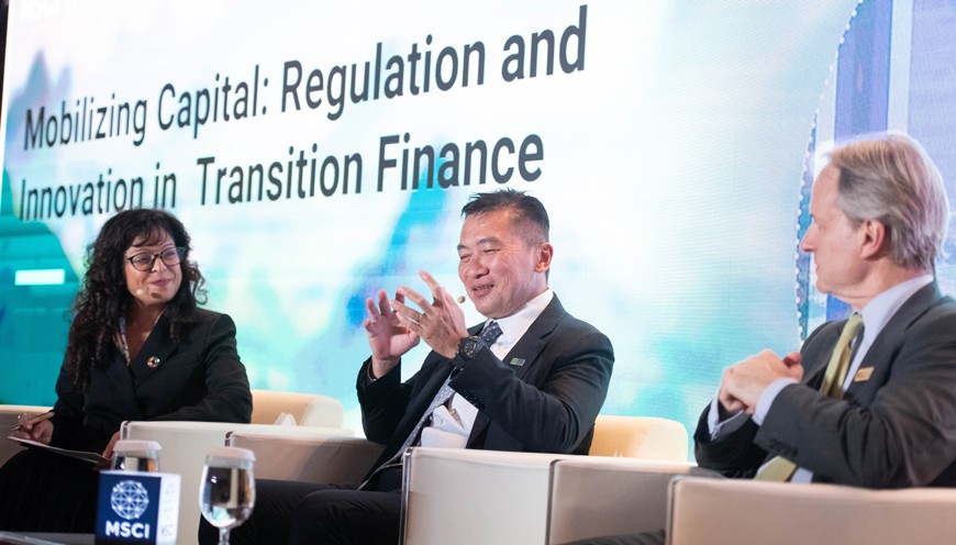 Boon Chye Loh, CEO of SGX Group, discusses the region's capital markets ecosystem with Chitra Hepburn, MSCI's APAC head of ESG and climate and Baer Pettit, MSCI's president and COO.