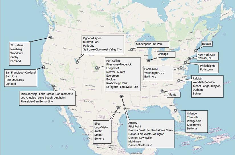 How we mapped our data: Urban areas surrounding Workday company sites in the US