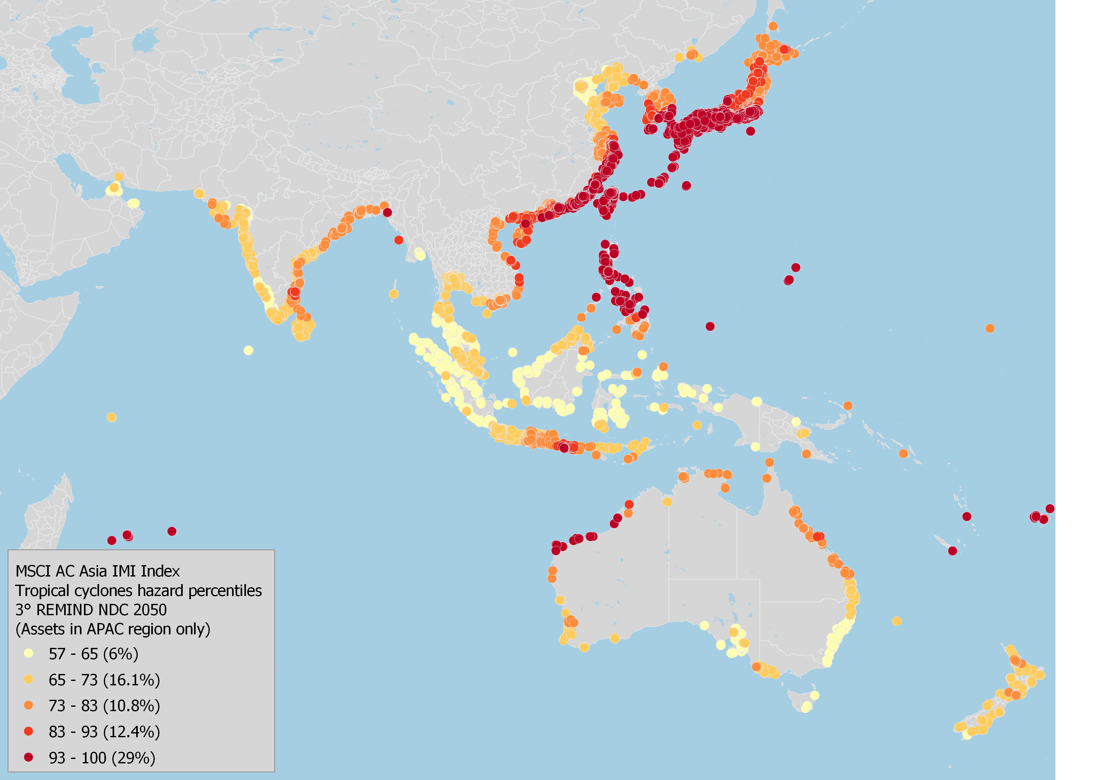 Most prevalent climate hazards found in asia pacific msci