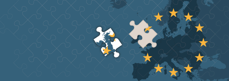 Europe map jigsaw with EU stars on and the UK removed